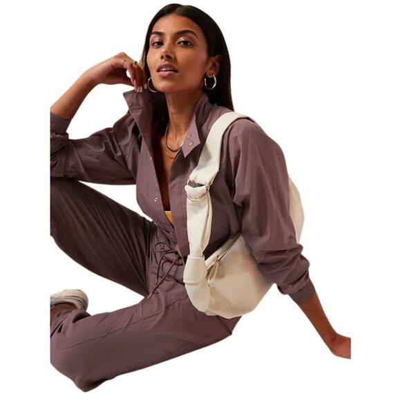 Athleta x Alicia Keys Structured Crinkled Faux Leather Sling Bag - Cream - Picture 11 of 11